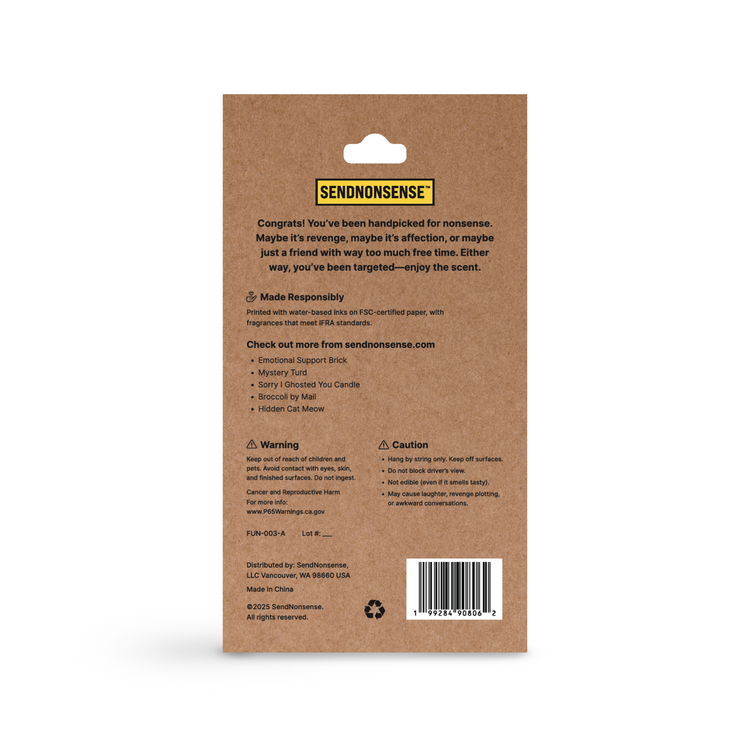 Back side card of BS Neutralizer Air Freshener
