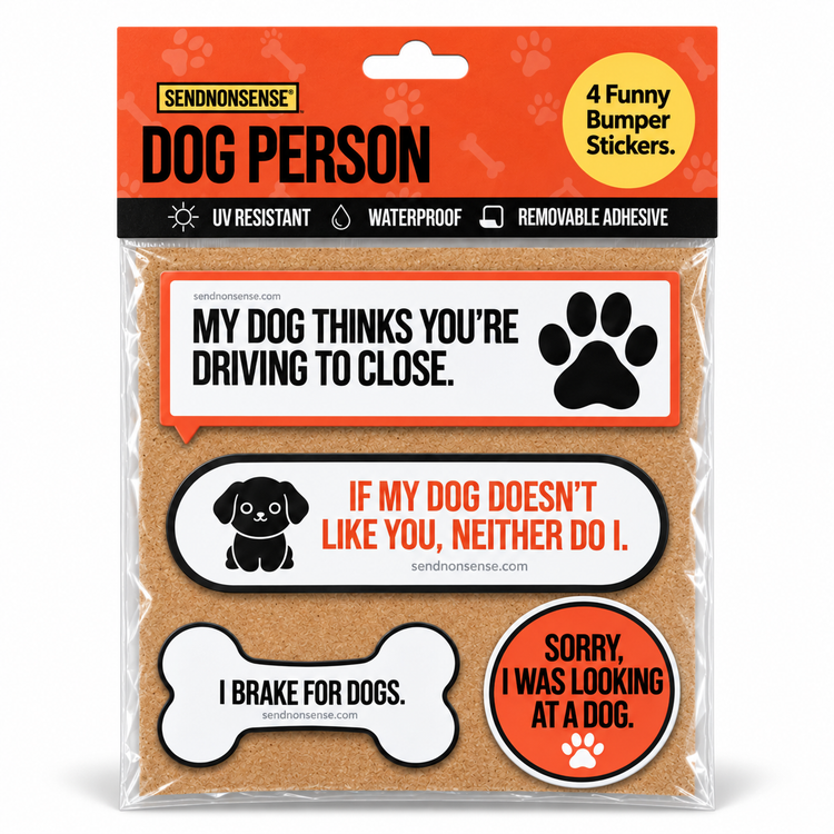 Funny Dog Bumper Stickers – Dog Person 4-Pack | Vinyl, Waterproof & UV Resistant
