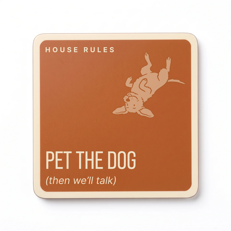 House Rules Funny Dog Coasters | Dog Lover Gift – Set of 4