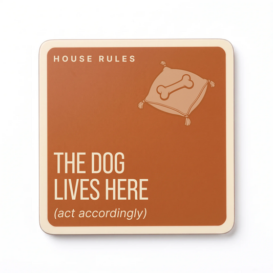House Rules Funny Dog Coasters | Dog Lover Gift – Set of 4