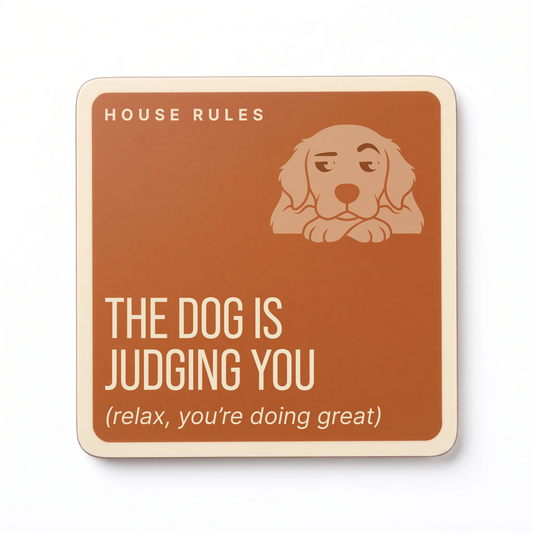 House Rules Funny Dog Coasters | Dog Lover Gift – Set of 4
