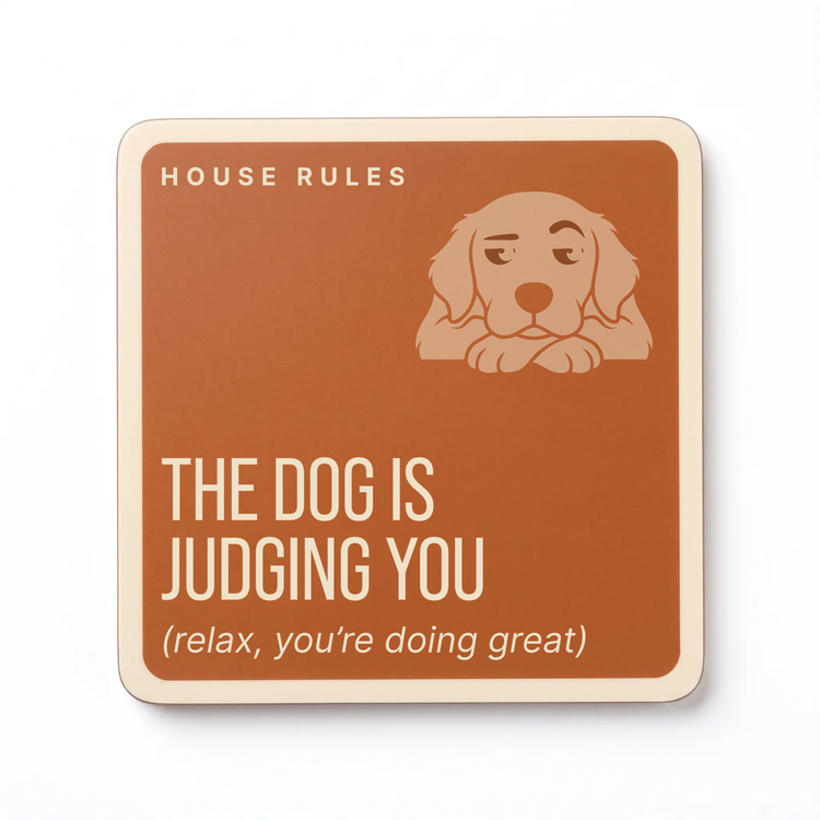 House Rules Funny Dog Coasters | Dog Lover Gift – Set of 4