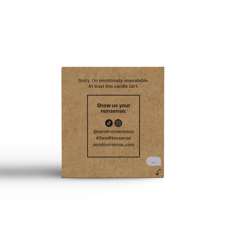 “Sorry I Ghosted You” candle gag gift from SendNonsense with side of box showing additional humor