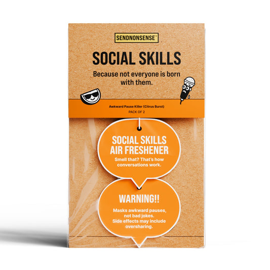 Funny citrus-scented air freshener called “Social Skills” from SendNonsense — a lighthearted gag gift for oversharers.