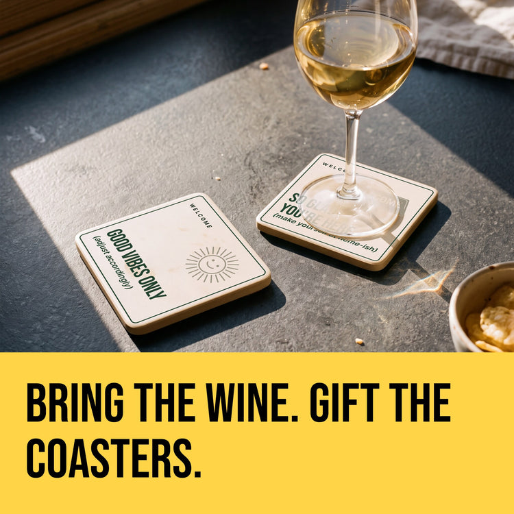Welcome Funny Coasters | Housewarming & Hostess Gift – Set of 4