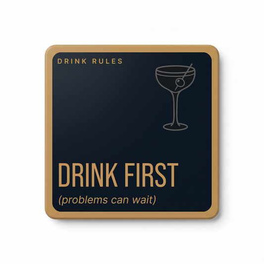 Drink Rules Funny Coasters | Hostess & Cocktail Gift – Set of 4