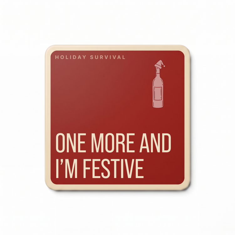 Holiday Survival Funny Coasters | Christmas Gift – Set of 4