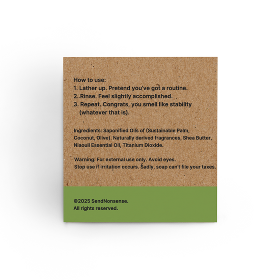 Adulting is Hard soap back of box with how to use