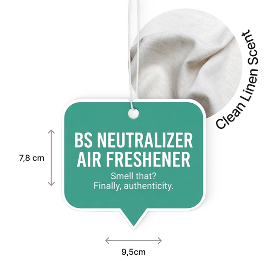 BS Neutralizer air freshener with dimensions and clean scent 