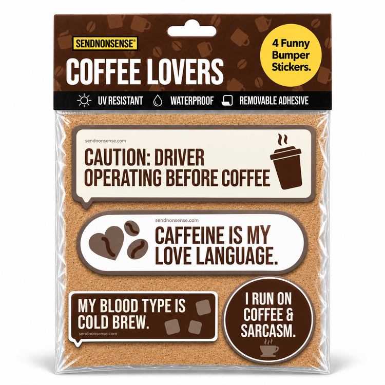 Funny Coffee Bumper Stickers – Coffee Lovers 4-Pack | Vinyl, Waterproof & UV Resistant
