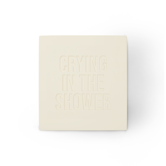 Crying in the Shower soap on boxed with Crying in the Shower stamp on front