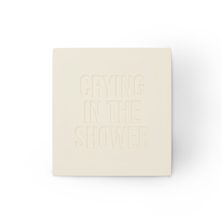 Crying in the Shower soap on boxed with Crying in the Shower stamp on front