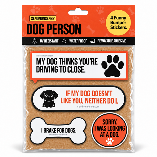 Funny Dog Bumper Stickers – Dog Person 4-Pack | Vinyl, Waterproof & UV Resistant
