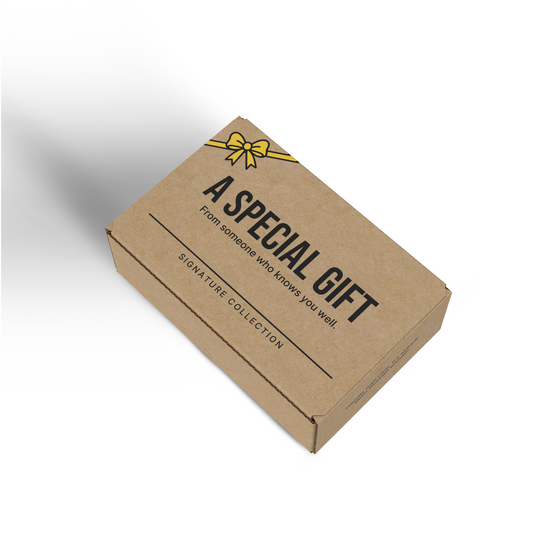 “A Special Gift” gag gift box from SendNonsense, humorous cardboard mailer with yellow ribbon graphic and bold black text