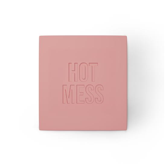 Hot Mess soap bar with Hot Mess stamp on front