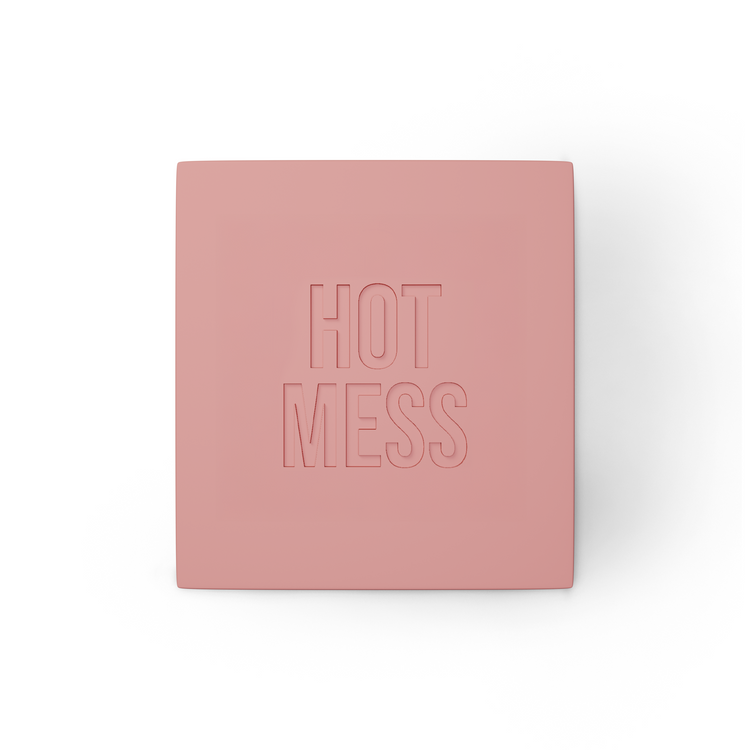 Hot Mess soap bar with Hot Mess stamp on front