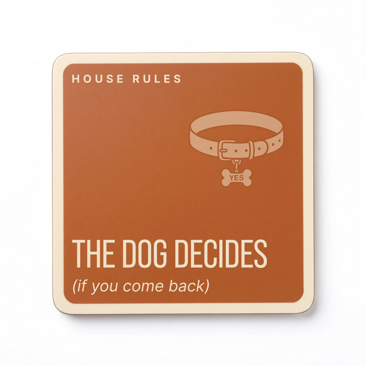 House Rules Funny Dog Coasters | Dog Lover Gift – Set of 4