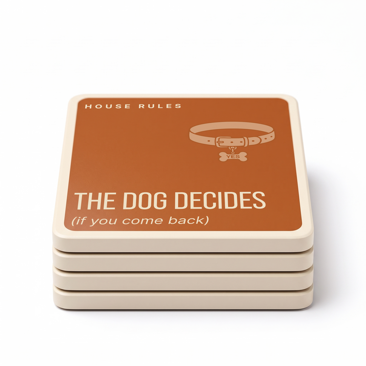 House Rules Funny Dog Coasters | Dog Lover Gift – Set of 4