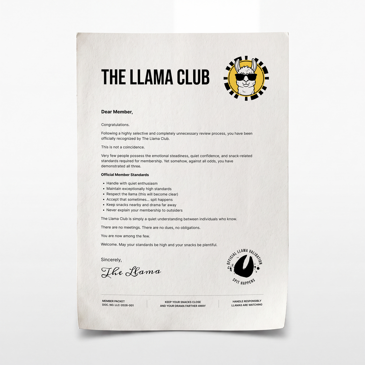 The Llama Club Official Membership Kit