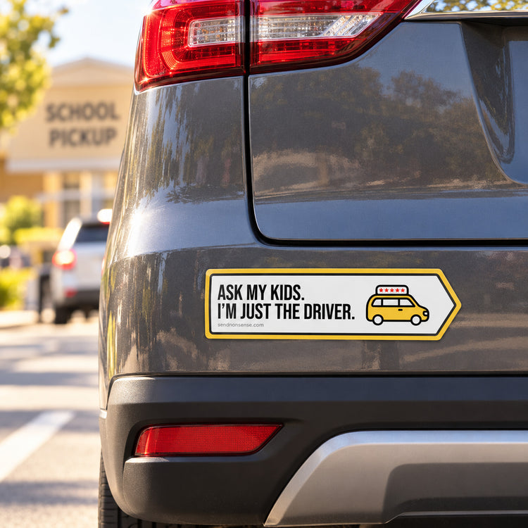 Parent Taxi Vinyl, UV, Bumper Stickers | Funny Parent Gift – 4 Pack