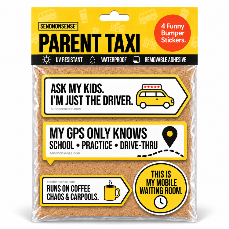 Funny Parent Bumper Stickers – Parent Taxi 4-Pack | Vinyl, Waterproof & UV Resistant