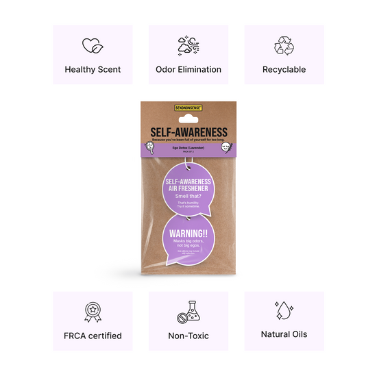 Packaging of 'Self-Awareness' air freshener with package with scent and benefits  