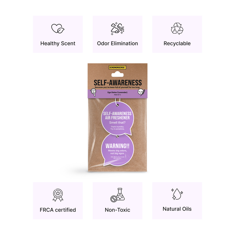 Packaging of 'Self-Awareness' air freshener with package with scent and benefits  