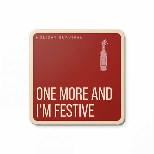 Holiday Survival Funny Coasters | Christmas Gift – Set of 4