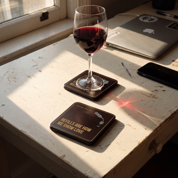 Drink Rules Funny Coasters | Hostess & Cocktail Gift – Set of 4